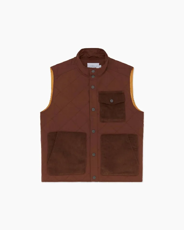 Patterned men waistcoats with floral prints for a stylish twist Men's Quilted Twill Vest In Bison