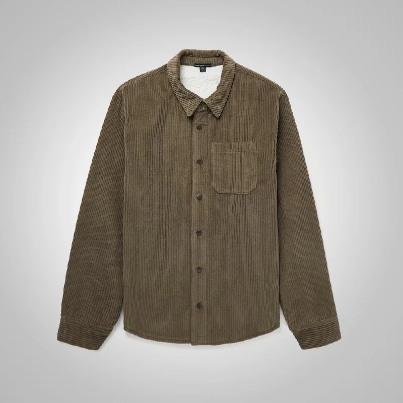 Men leather raincoats with a waterproof membrane for staying dry in wet conditions Men's Soft Shearling Corduroy Jacket