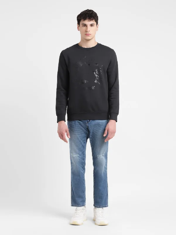 Moisture - wicking men sweatshirt for workouts Men's Solid Black Crew Neck Sweatshirt