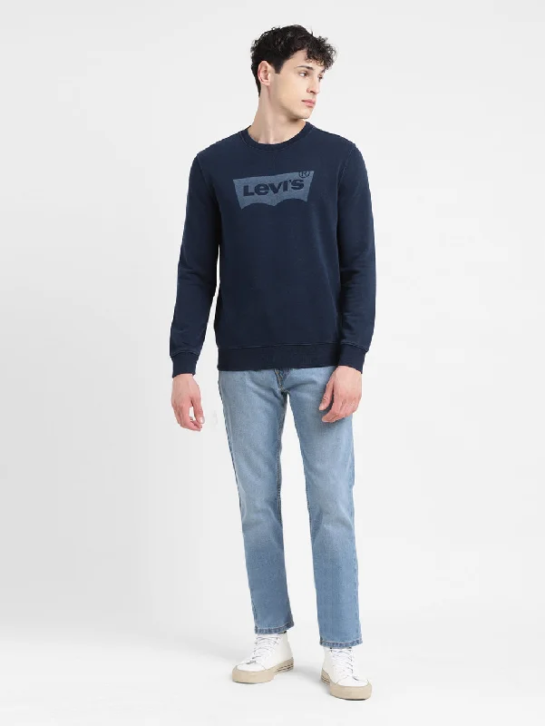 Moisture - wicking men sweatshirt for workouts Men's Solid Blue Crew Neck Sweatshirt