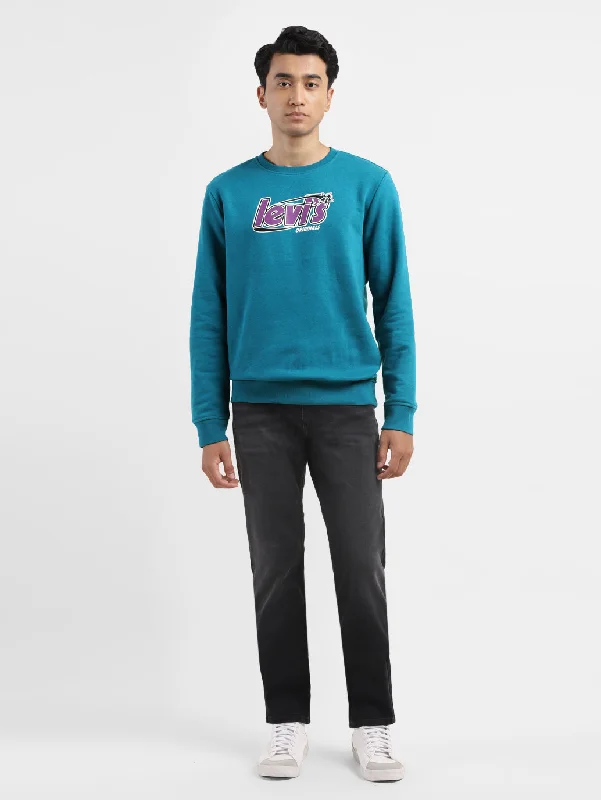 Oversized men sweatshirt for a relaxed fit Men's Solid Blue Crew Neck Sweatshirt
