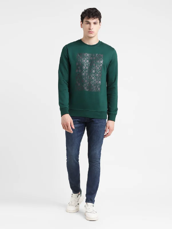 Christmas - themed men sweatshirt for the holiday season Men's Solid Green Crew Neck Sweatshirt