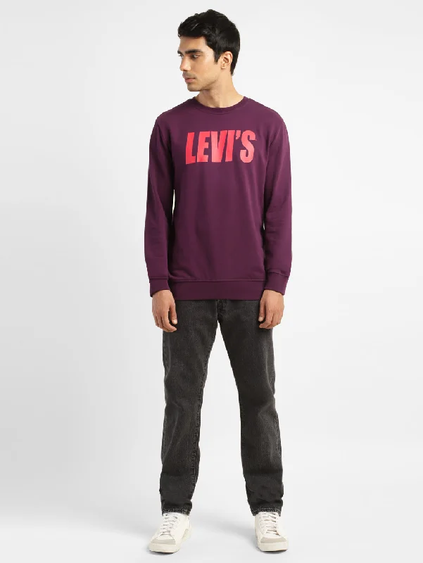 Men sweatshirt for outdoor adventures like hiking Men's Solid Purple Crew Neck Sweatshirt