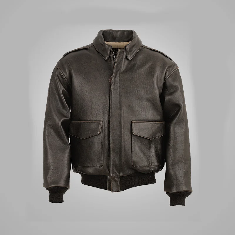 Men leather blazers with a modern fit for a stylish office - to - evening option Mens Vintage Lambskin A2 Brown Flying Leather Jacket