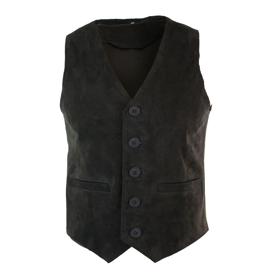 Stretch - fabric men vest for unrestricted movement during activities Men's Waistcoat Gilet Suede Leather Black Brown Burgundy Tan
