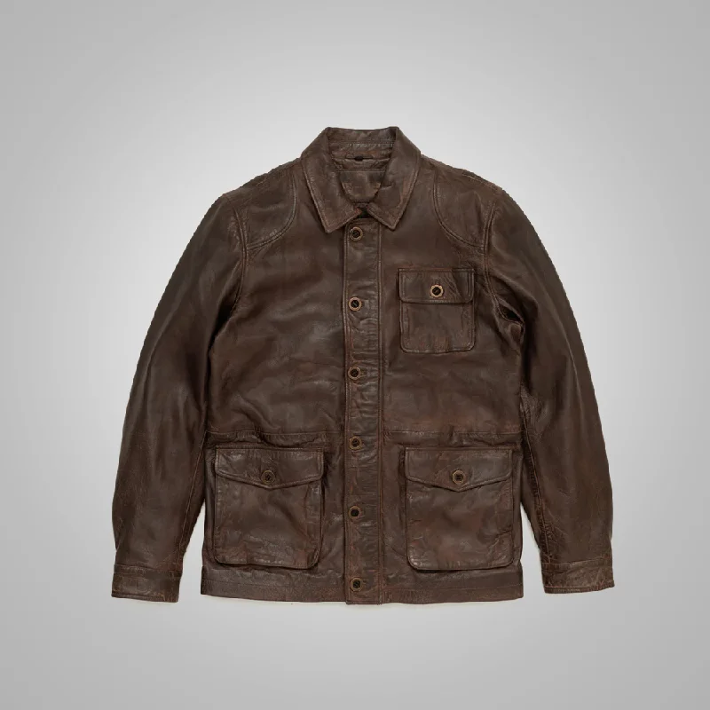 Men leather peacoats with a wool - blend lining for extra warmth in cold weather Mens Western Suede Leather Bomber Jacket