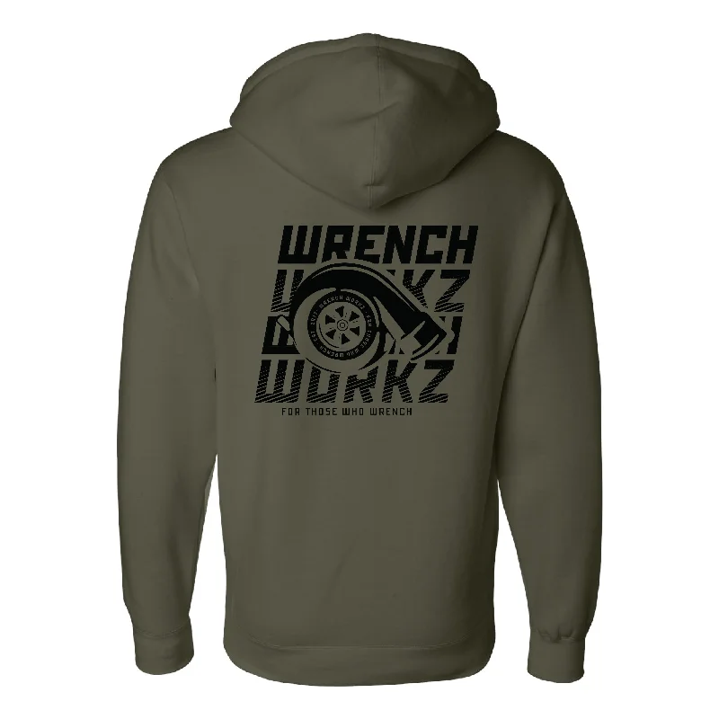 Fleece - lined men sweatshirt for extra warmth in winter Military Green Turbo Sweatshirt