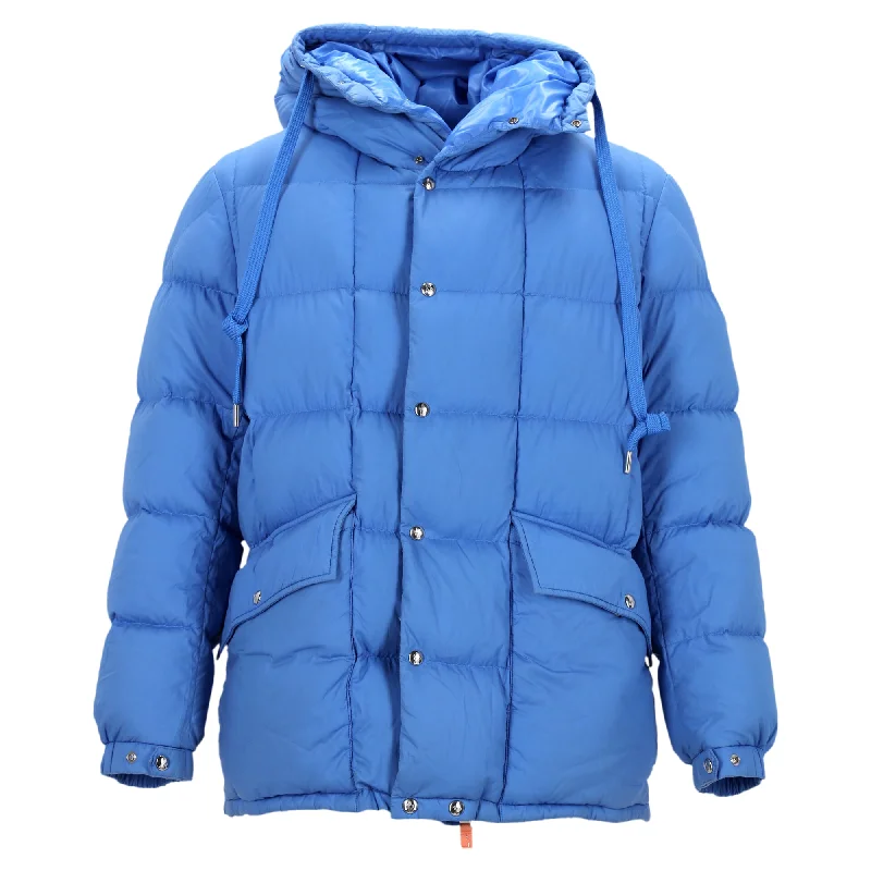 Men down jackets with a detachable inner liner for customizable warmth Moncler Grimblat Short Down Padded Jacket in Blue Cotton