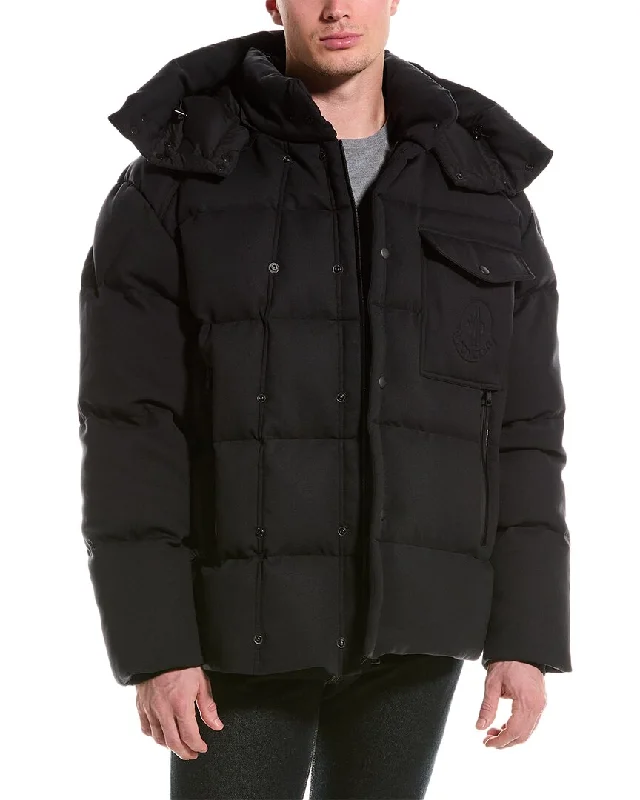 Men down jackets with a reflective strip for increased visibility in low - light Moncler Karakorum Down Jacket