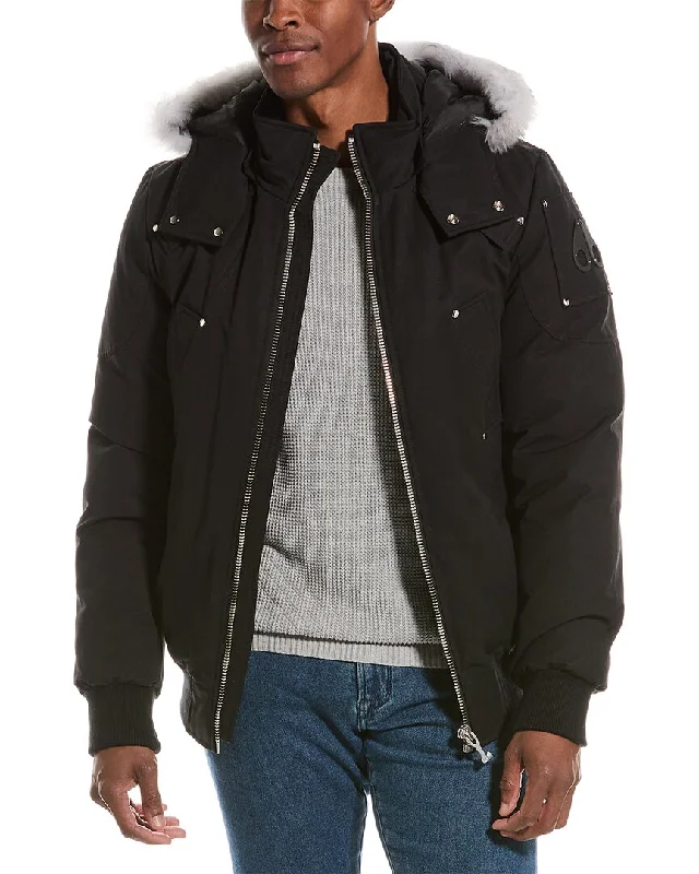 Long - length men down jackets to provide extra coverage and warmth Moose Knuckles Ballistic Down Bomber Jacket