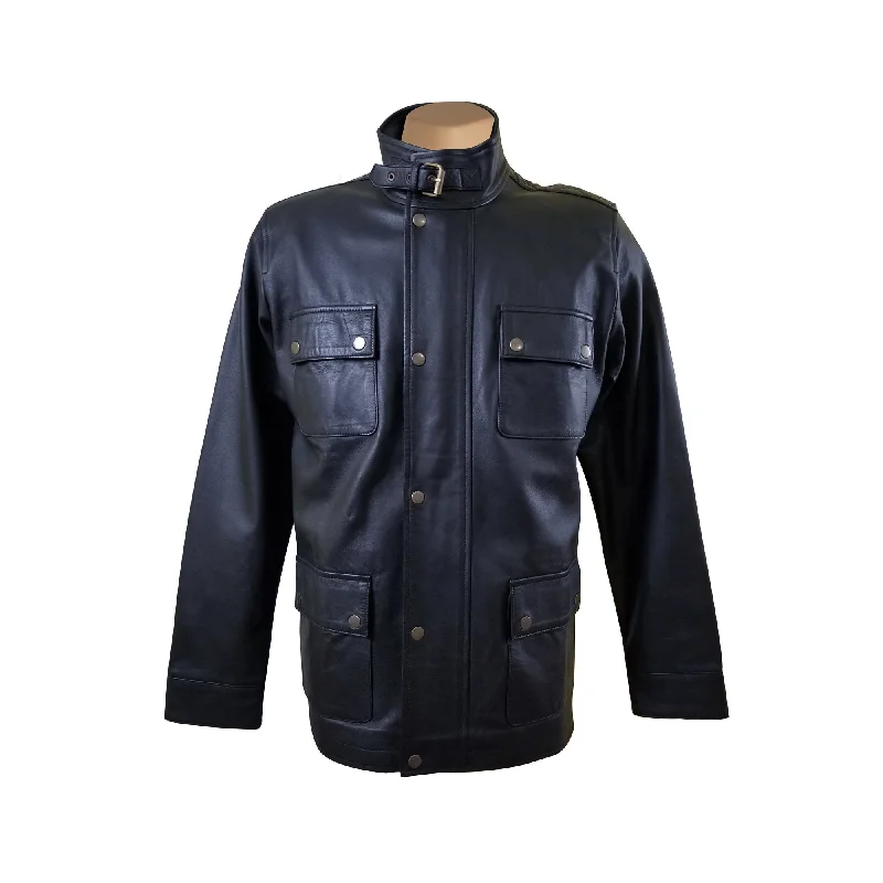 Men leather windbreakers with a lightweight leather construction for a breezy feel Mosley's leather jacket with flap pockets