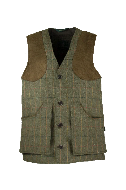 Patterned men waistcoats with floral prints for a stylish twist MT10 - Men's Braemer Shootong Gilet - GREEN CHECK