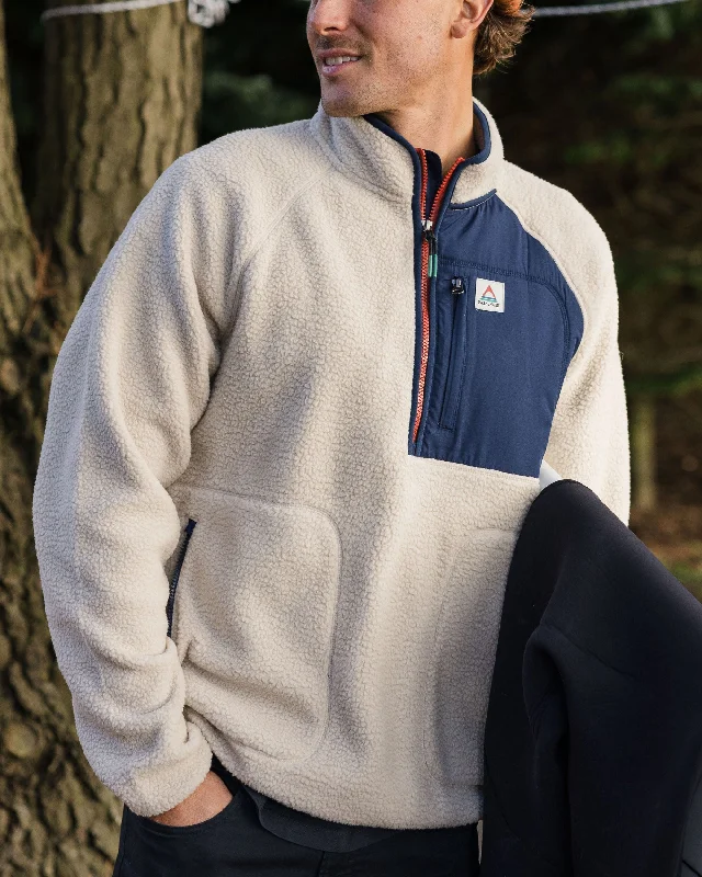 Men fleece - lined leather jackets for a luxurious feel Offgrid 2.0 1/2 Zip Recycled Sherpa Fleece - Oatmeal/Navy