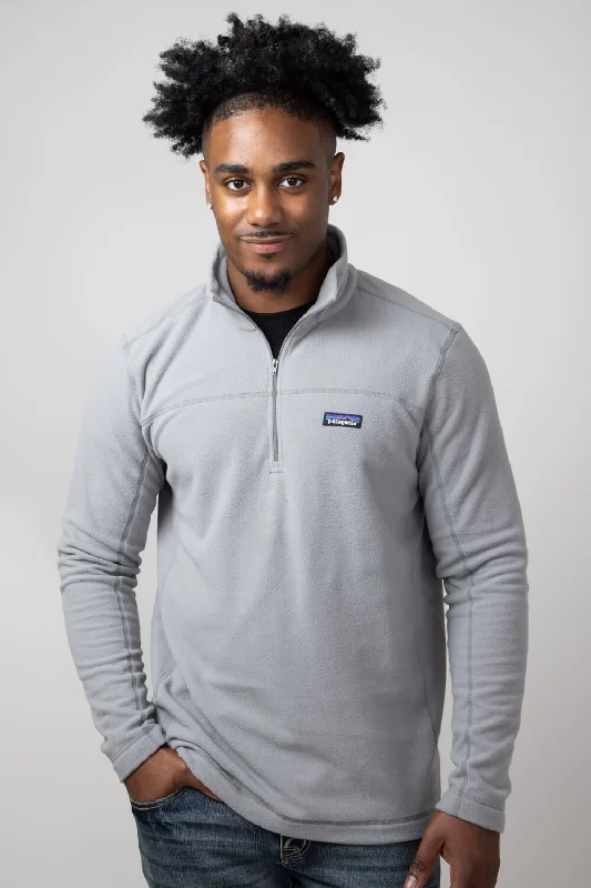 Men fleece - lined work gloves for outdoor labor Patagonia Men’s Micro D Quarter Zip Pullover in Grey | 26176-FEA