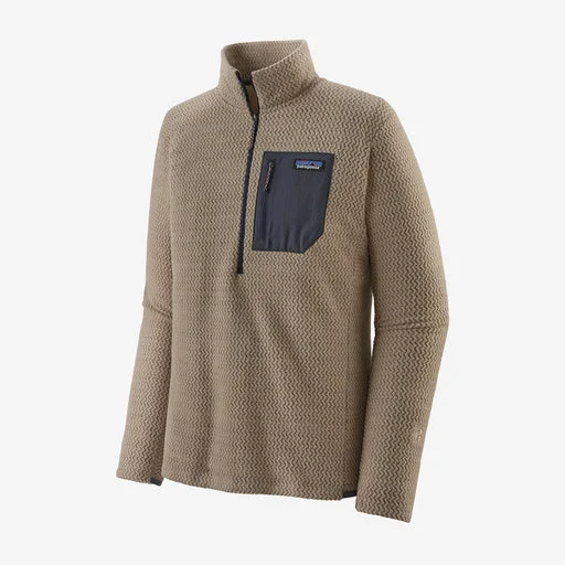 Men's Camouflage Print Pullover in Olive Green for Hunting and Camping Trips Patagonia Men's R1® Air Zip-Neck - Oar Tan