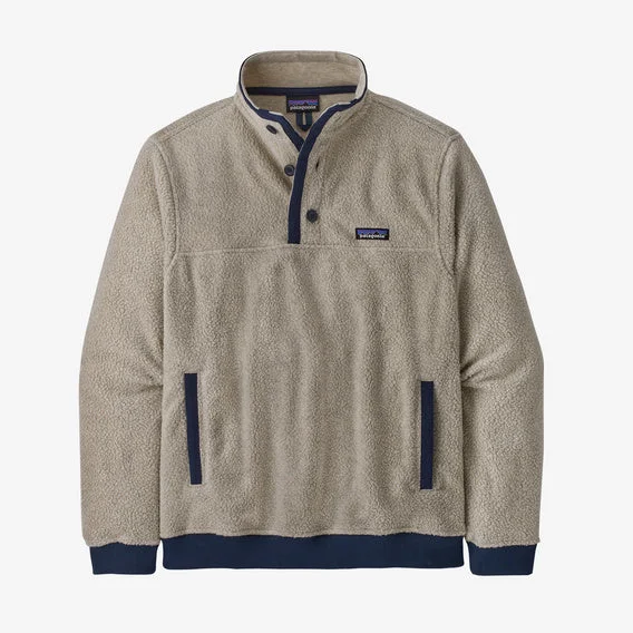 Men's Cable - Knit Pullover in Cream with a Traditional Pattern for a Timeless Appeal Patagonia Men's Shearling Button Fleece Pullover - Natural