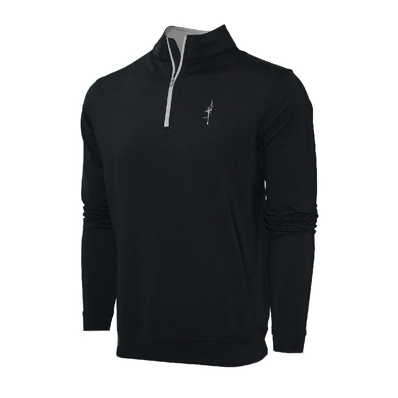 Plus Size Men's Striped Pullover in Navy and White for a Nautical - Inspired Look Perth Stretch 1/4 Zip Black- All Logos