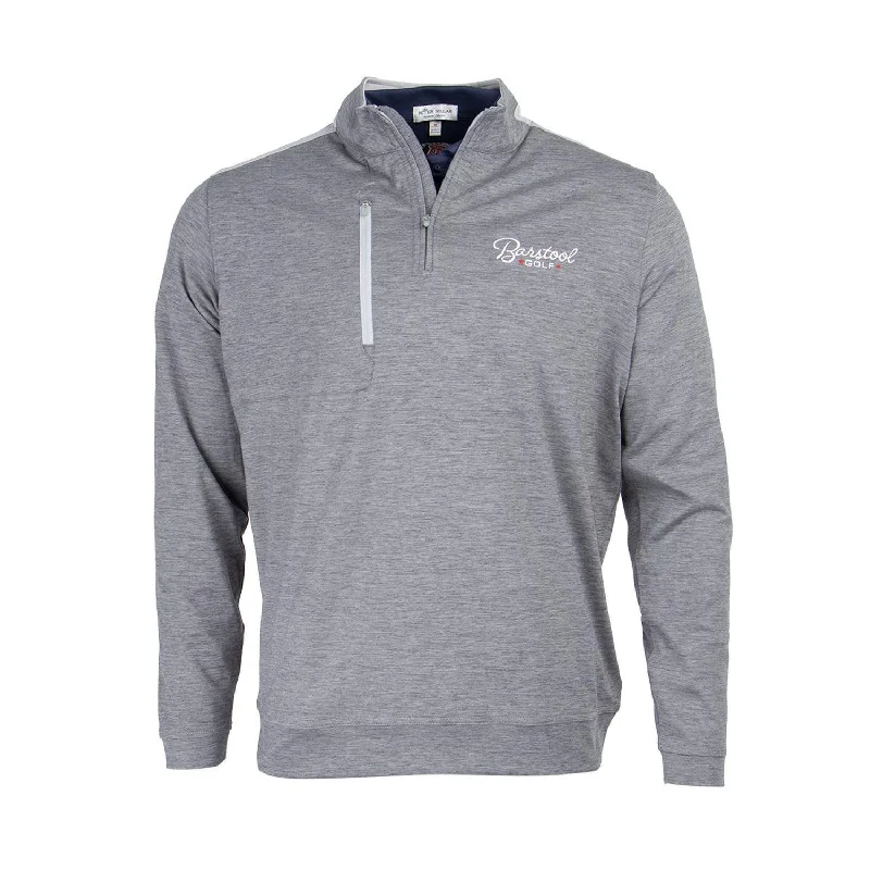 Men's Graphic Print Pullover in White with a Retro Design for a Trendy Streetwear Look Peter Millar x Barstool Golf Bowen Performance Quarter Zip