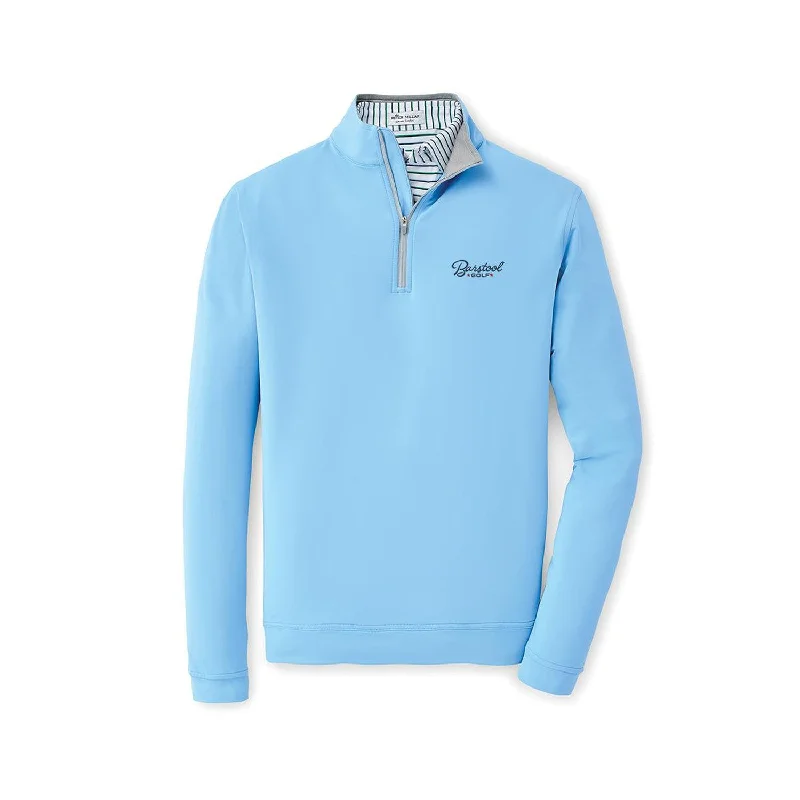Men's Metallic - Trimmed Pullover in Silver for a Glamorous Party Outfit Peter Millar x Barstool Golf Perth Solid Performance Quarter-Zip