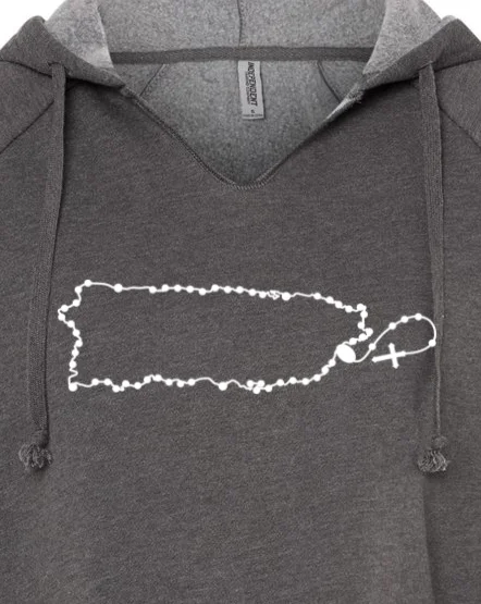Plus - size men hoodie with a roomy fit for comfort Puerto Rico Catholic Rosary Drop Hoodie