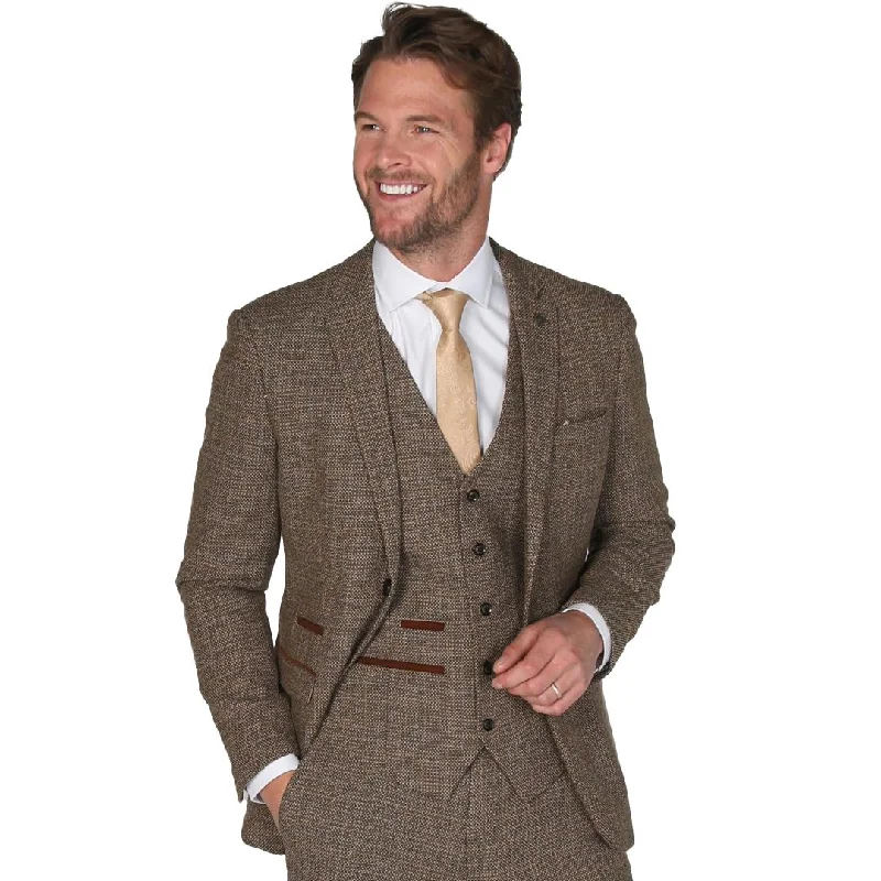  Ralph - Men's Classic Tweed Brown Blazer
