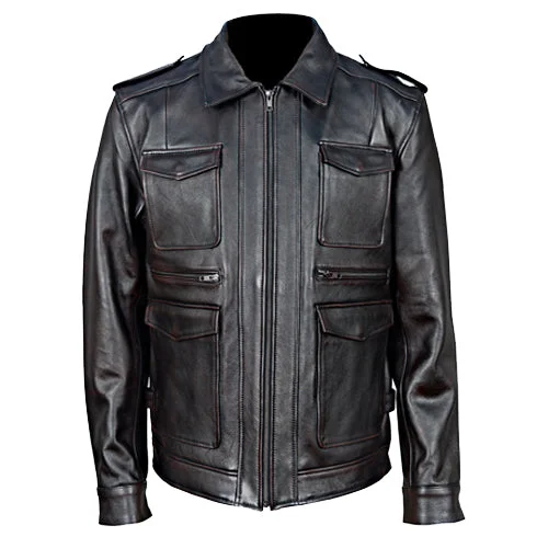 Men leather windbreakers with a lightweight leather construction for a breezy feel River distressed brown motorcycle leather jacket with large pockets