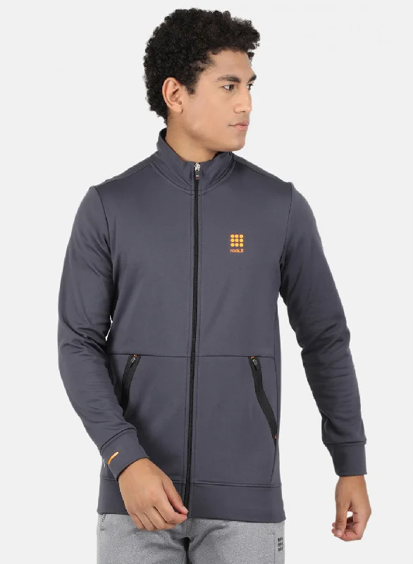Fleece - lined men sweatshirt for extra warmth in winter Men Grey Solid Sweatshirt