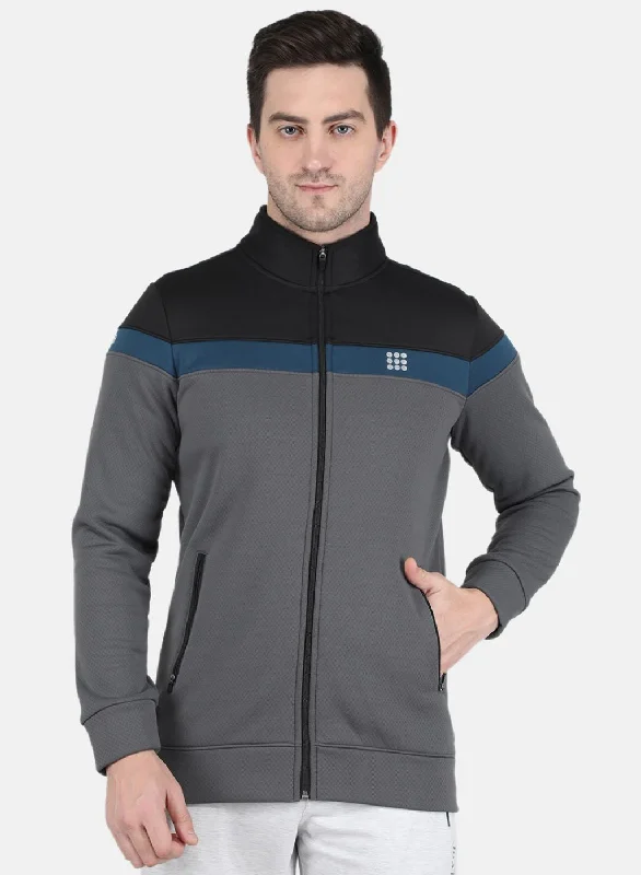 Christmas - themed men sweatshirt for the holiday season Men Grey Solid Sweatshirt