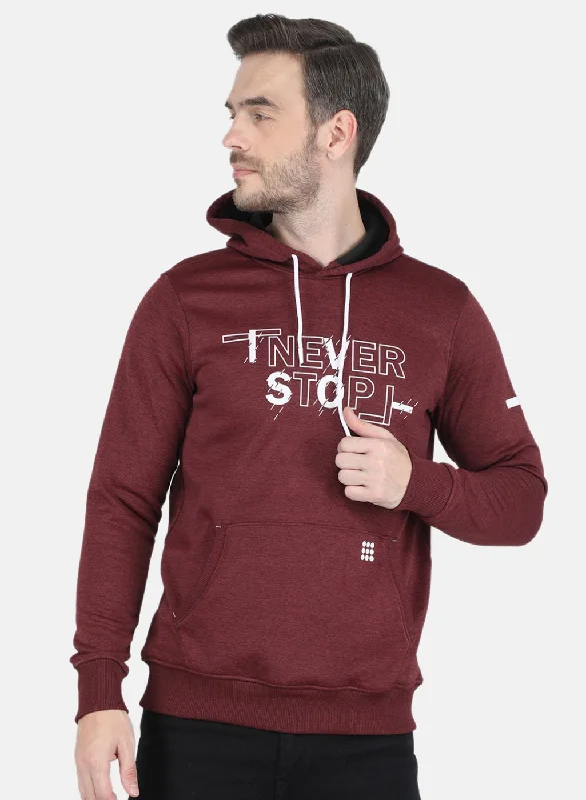 Solid - color men sweatshirt in classic navy blue Men Maroon Printed Sweatshirt