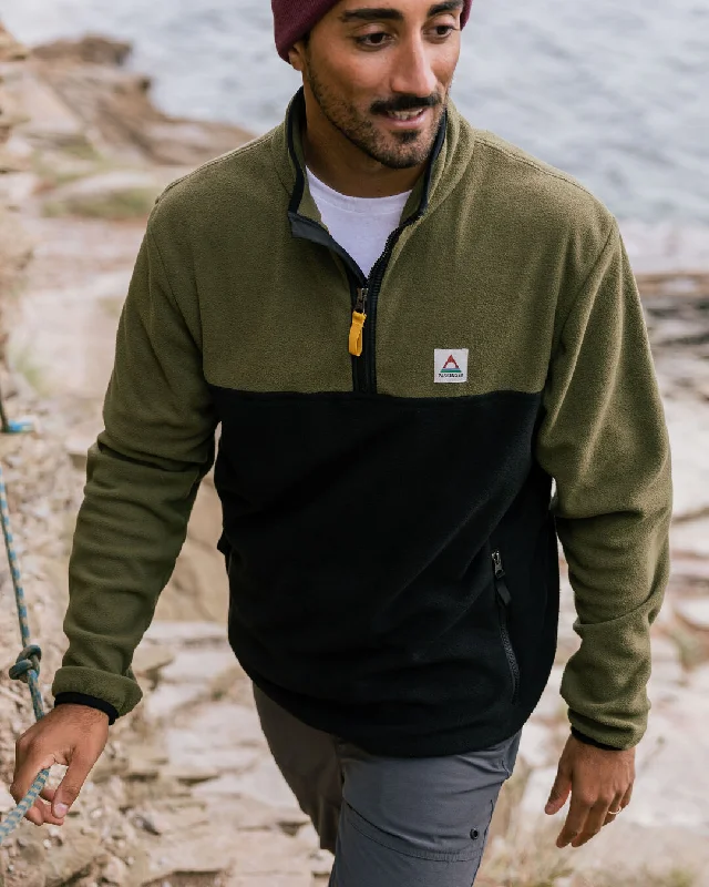 Men fleece - paneled cycling jerseys for bike rides Set Off Recycled Polar 1/4 Zip Fleece - Khaki