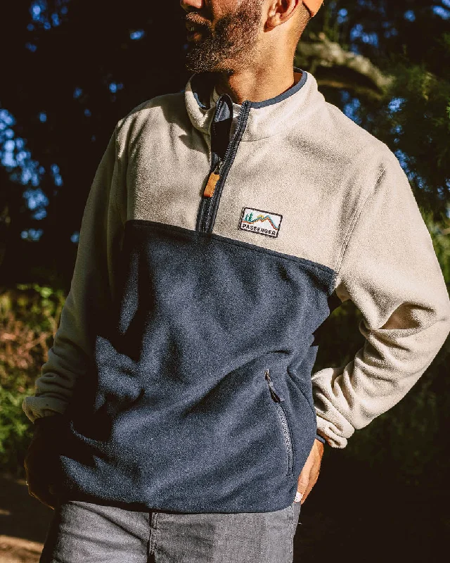 Men fleece - lined denim jackets for a rugged style Set Off Recycled Polar 1/4 Zip Fleece - Oatmeal