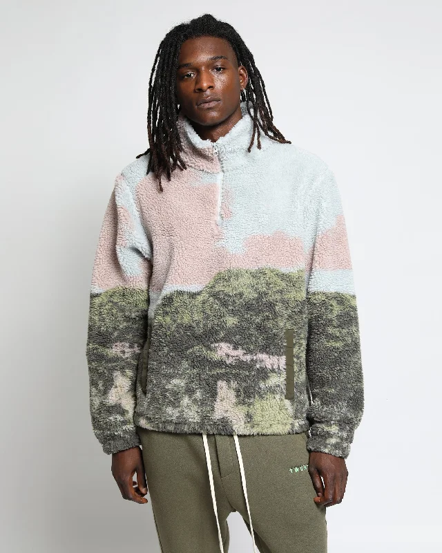 Men's Graphic Print Pullover in White with a Retro Design for a Trendy Streetwear Look Sherbrooke Sherpa Quarter Zip Pullover
