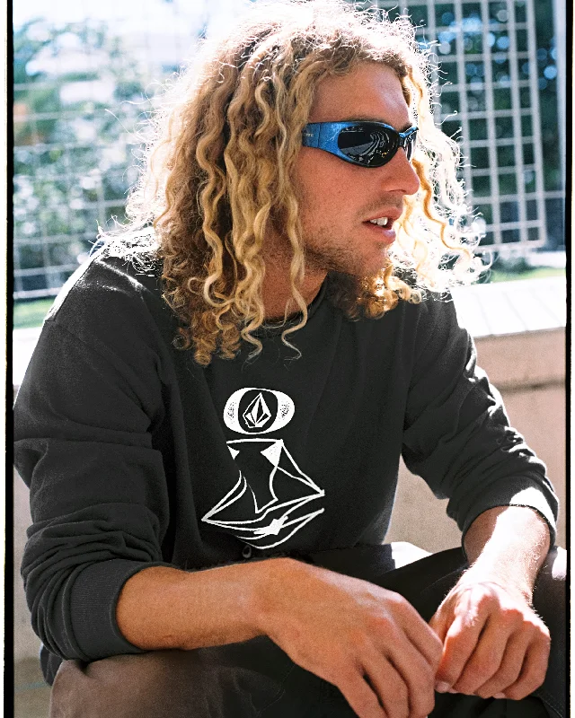 Solid - color men hoodie in trendy olive green Skate Vitals Remy Long Sleeve Tee 1 - Stealth