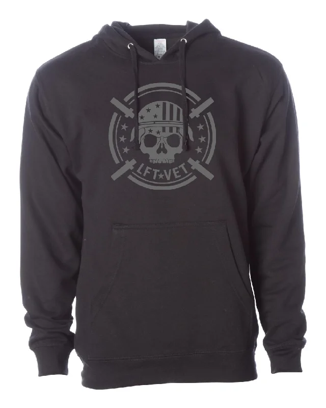 Men's Graphic Print Pullover in White with a Retro Design for a Trendy Streetwear Look Skull Logo Hoodie- Black