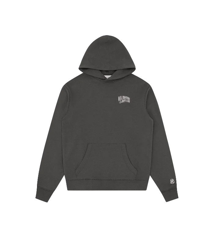 Men hoodie with a kangaroo pocket and ribbed cuffs SMALL ARCH LOGO POPOVER HOOD - SPACE GREY