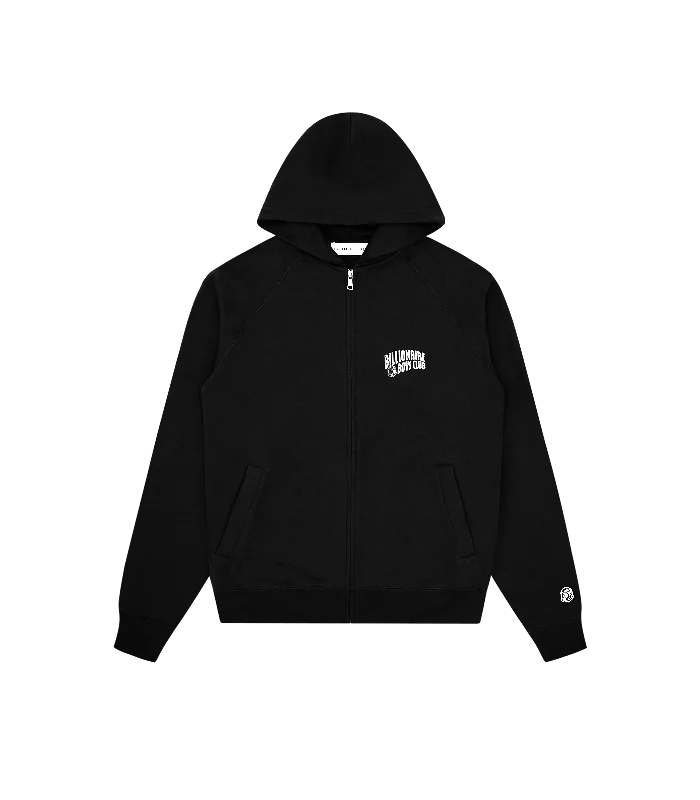 Slim - fit men hoodie to pair with skinny jeans SMALL ARCH LOGO ZIP THROUGH HOOD - BLACK