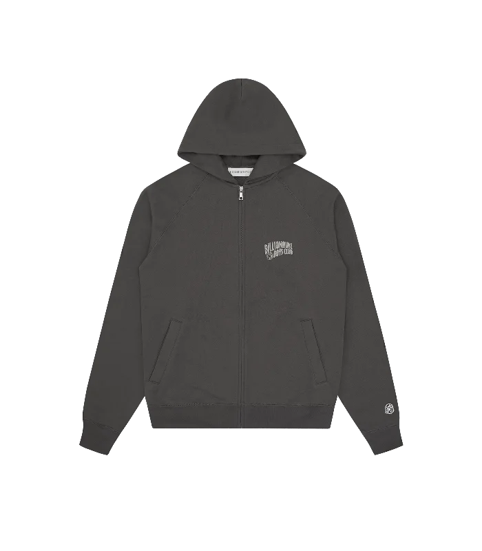 Men hoodie with a detachable hood for versatility SMALL ARCH LOGO ZIP THROUGH - SPACE GREY