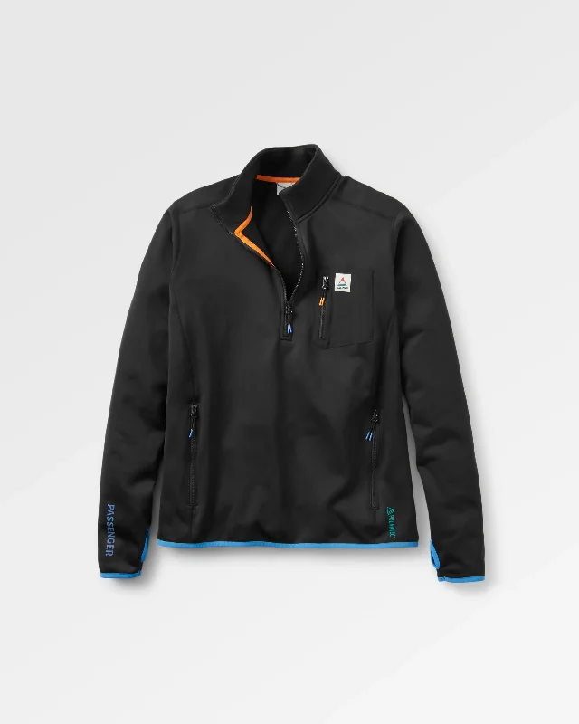 Men fleece - paneled cycling jerseys for bike rides Solitude Recycled Polartec® Fleece Pullover - Black
