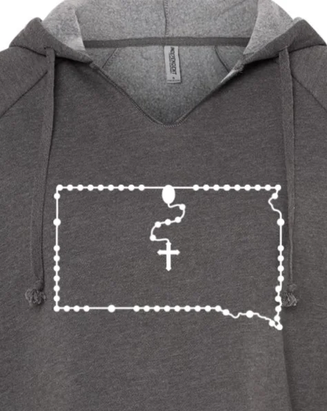 Tech - friendly men hoodie with a built - in headphone jack South Dakota Catholic Rosary Drop Hoodie