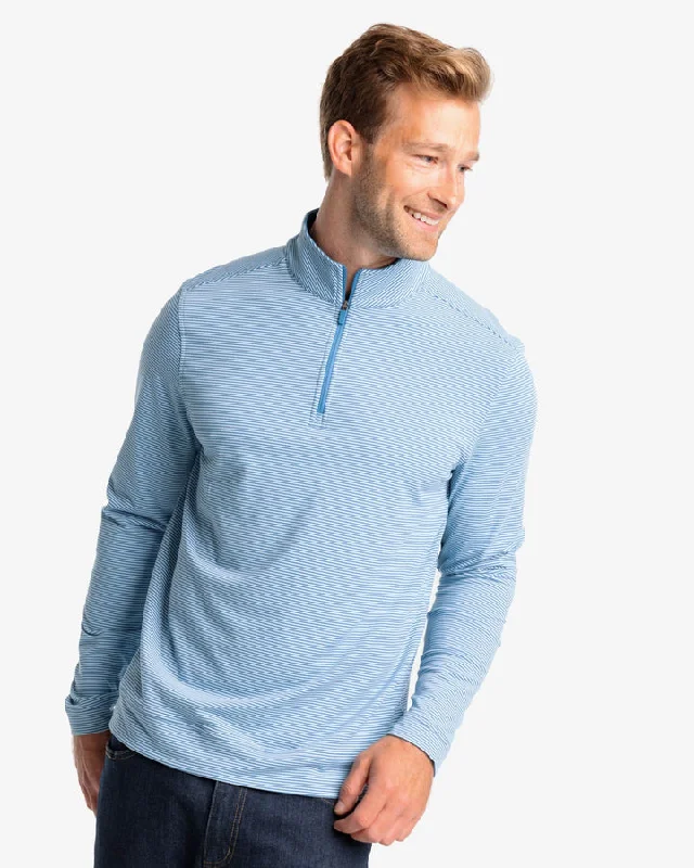 Plus Size Men's Puffer - Style Pullover in Black for Maximum Warmth and Style Southern Tide Men's Cruiser Heather Micro-Stripe Performance Quarter Zip Pullover - Heather Atlantic Blue