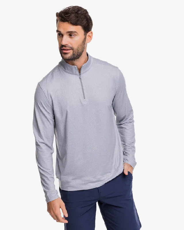 Slim Fit Men's Cotton Pullover in Navy Blue for a Classic Office Attire Southern Tide Men's Pine Ridge Print Cruiser Quarter Zip Pullover -Steel Grey