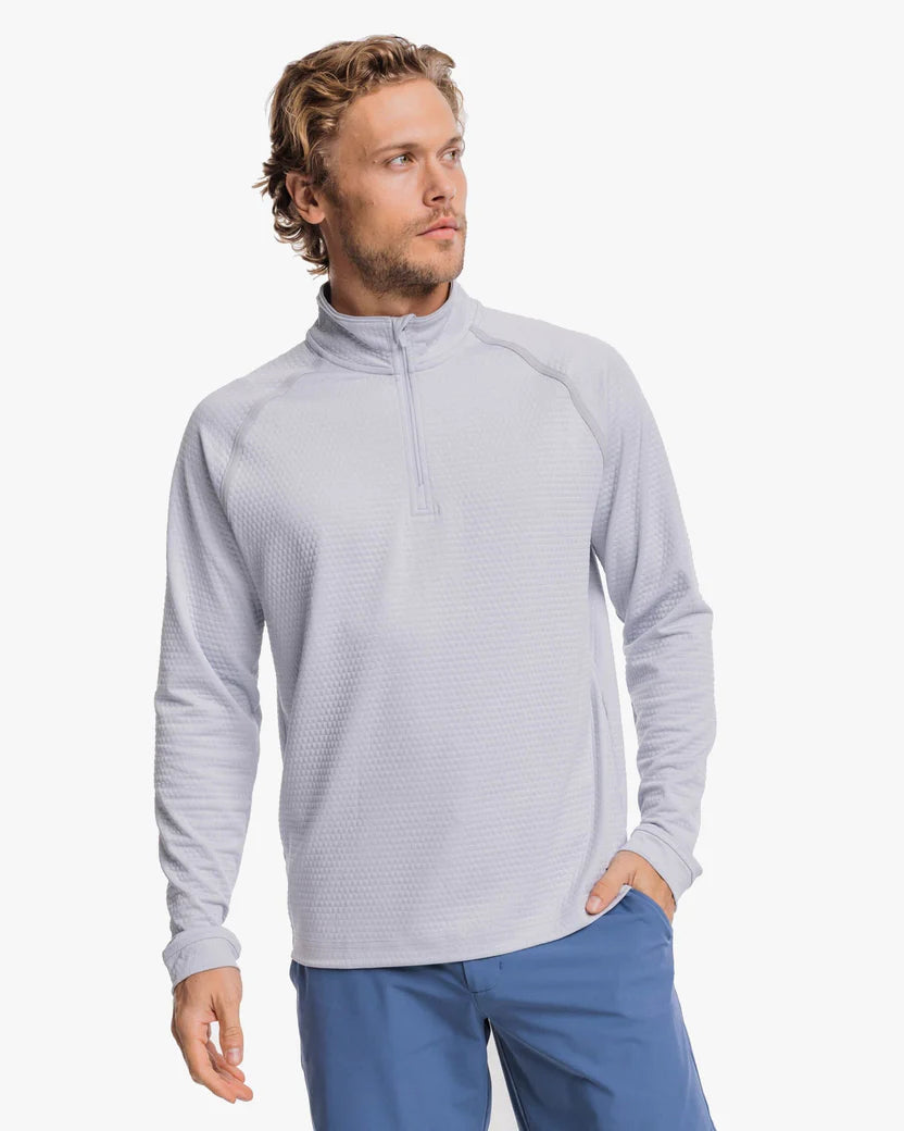 Men's Cable - Knit Pullover in Cream with a Traditional Pattern for a Timeless Appeal Southern Tide Men's Scuttle Heather Performance Quarter Zip - Heather Slate Grey