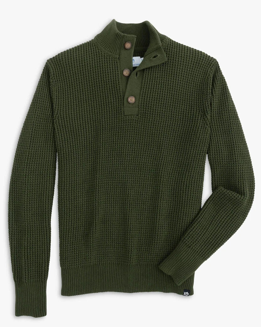 Tall Men's Longline Pullover in Gray for a Relaxed and Fashionable Look Southern Tide Men's Westmont Heather Jade Quarter Zip Button - Heather Gulf Green