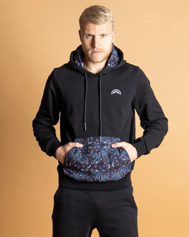 Luxury men hoodie made from cashmere - blend material Sprayground Hoodie BANDANA HOODIE Black