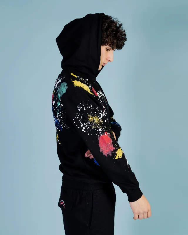 Retro - inspired men hoodie with a varsity logo Sprayground Hoodie COLOR SPLAT HOODIE Black