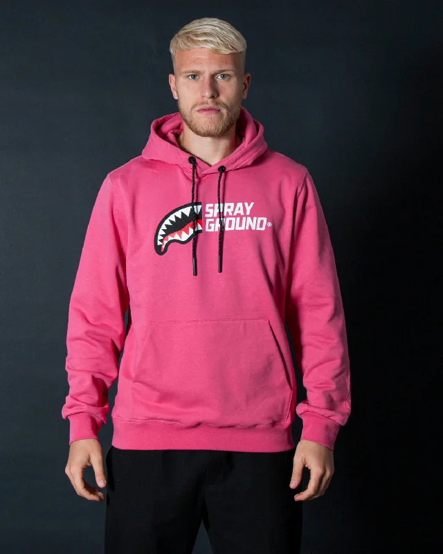 Zip - up men hoodie with multiple pockets for storage Sprayground Hoodie HALF LOGO HOODIE Pink