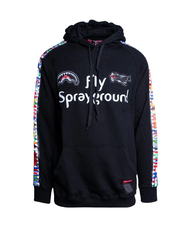 Tech - friendly men hoodie with a built - in headphone jack Sprayground Hoodie LOGO FLY  Black