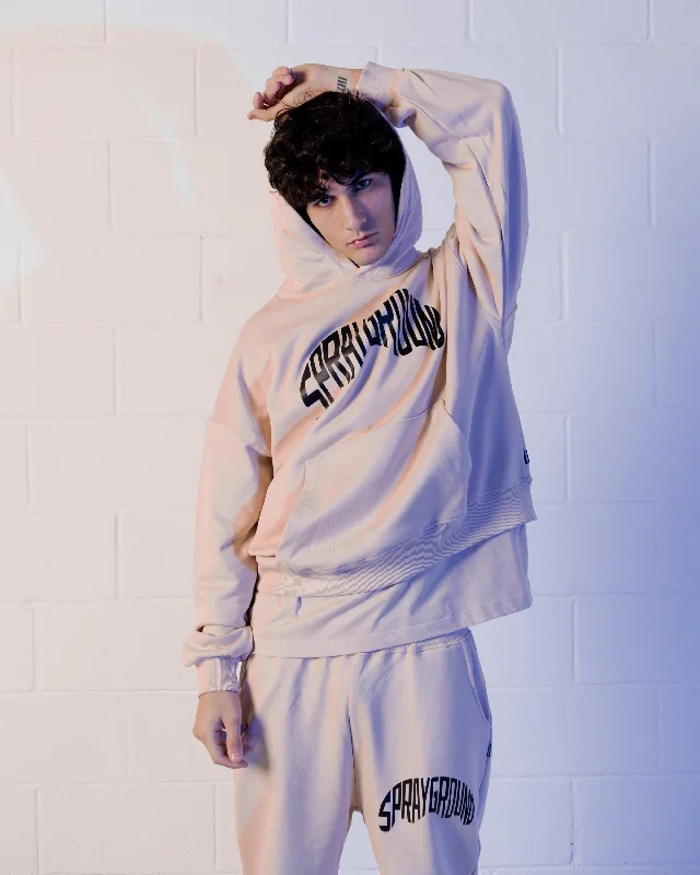 Fleece - lined men hoodie for extreme cold weather Sprayground Hoodie SHARK SHAPE BASIC HOODIE Beige