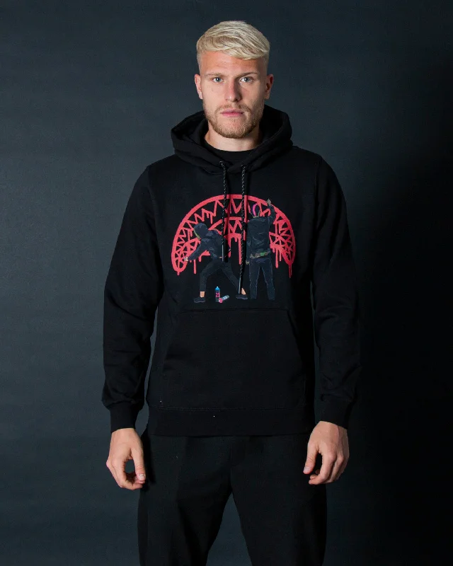 Men hoodie with a kangaroo pocket and ribbed cuffs Sprayground Hoodie WALL HOOD WHITE Black