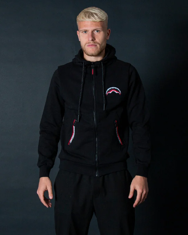 Water - resistant men hoodie for rainy days Sprayground Hoodie ZIP LOGO BACK Black